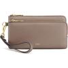 Kattee RFID Wallet Women, Leather Wristlet Wallets for Women, Slim Clutch Purses, with Credit Card Holder(Khaki)