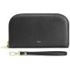 Kattee RFID Wallet Women, Leather Wristlet Wallets for Women,Slim Clutch Purses Card Holder with Removable Wrist Strap(Black)