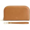 Kattee RFID Wallet Women, Leather Wristlet Wallets for Women,Slim Clutch Purses Card Holder with Removable Wrist Strap(Brown)
