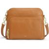 Kattee Small Crossbody Shoulder Bag for Women, Women’s Genuine Leather Crossbody Purse with RFID Wallet(Brown)