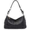 Kattee Soft Leather Hobo Handbags for Women, Genuine Top Handle Bags Vintage Shoulder Purses(Black)