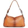 Kattee Soft Leather Hobo Handbags for Women, Genuine Top Handle Bags Vintage Shoulder Purses(Brown)