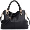 Kattee Soft Women Genuine Leather Purses and Handbags Satchel Tote Shoulder Bag(Black)