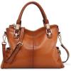 Kattee Soft Women Genuine Leather Purses and Handbags Satchel Tote Shoulder Bag(Orange-brown)
