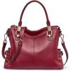 Kattee Soft Women Genuine Leather Purses and Handbags Satchel Tote Shoulder Bag(Wine Red)