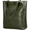 Kattee Vintage Genuine Leather Tote Shoulder Handbag for Woman with Adjustable Handles(Green)