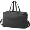 Kattee Weekender Bags for Women Leather Travel Bags for Women Duffle Overnight Duffel Carry on Large Tote Bag(Black)