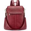 Kattee Women’s Anti-Theft Backpack Purse Genuine Leather Shoulder Bag Fashion Ladies Satchel Bags(Wine Red)