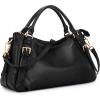 Kattee Women’s Soft Genuine Leather Satchel Purses Top Handle Crossbody Bags Ladies Designer Medium Size Hobo Handbags(Black)