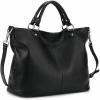 Kattee Women’s Soft Leather Tote Bag, Top Satchel Purses and Handbags(Black)