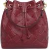 Kattee Woven Leather Bucket Bags for Women, Drawstring Crossbody Hobo Purses and Shoulder Handbags with 2 Straps(Wine Red)