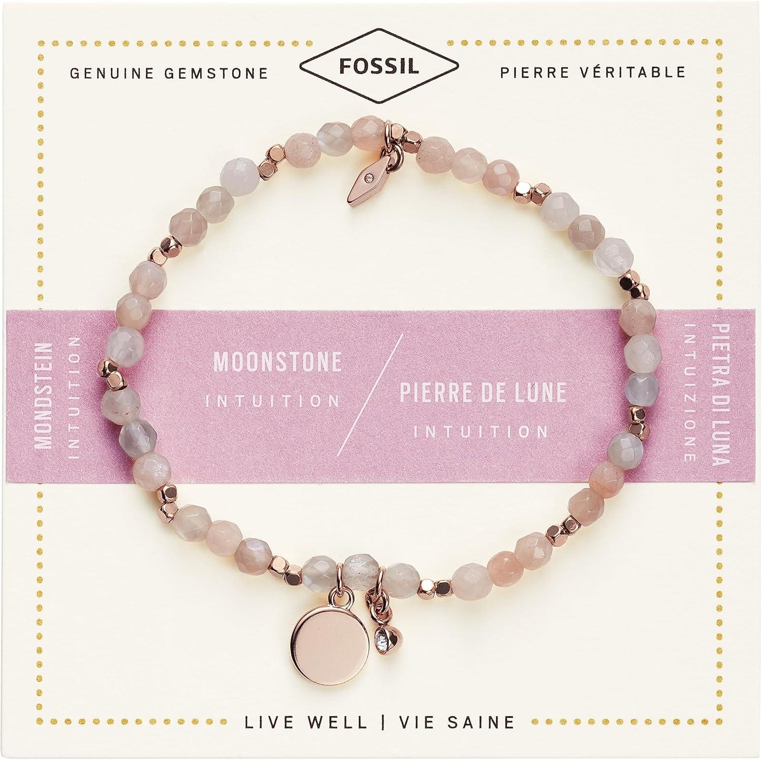 imageFossil Womens Rose GoldTone Stainless Steel Chain or Beaded Bracelet for WomenRose Gold Moonstone