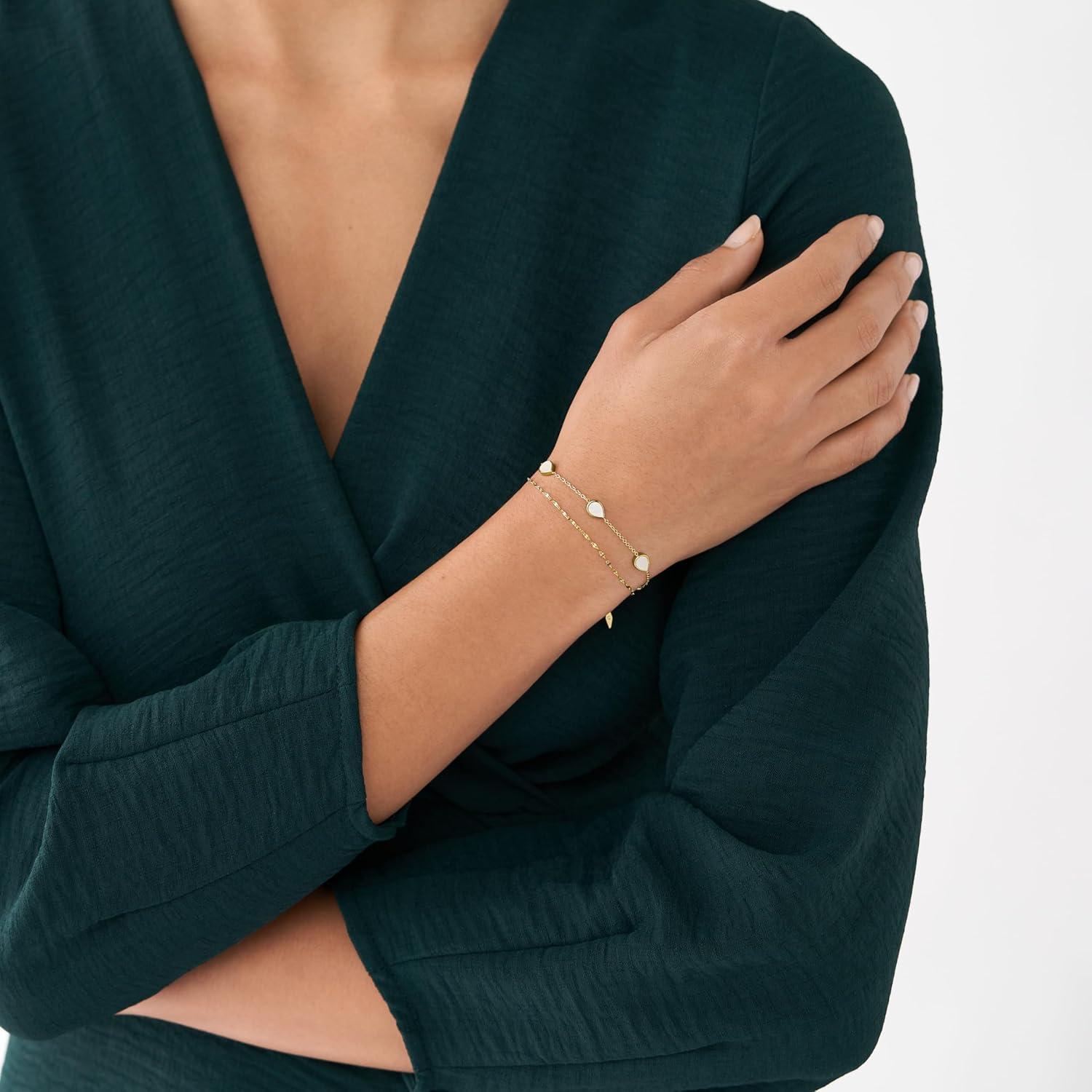 imageFossil Womens Stainless Steel Chain BraceletGold Teardrop