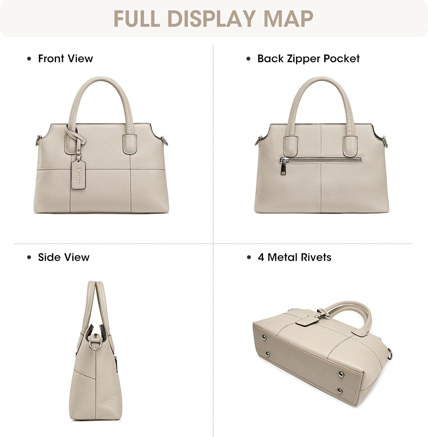 imageKattee Genuine Leather Handbags for Women Soft Hobo Satchel Shoulder Crossbody Bags Ladies PursesBeige