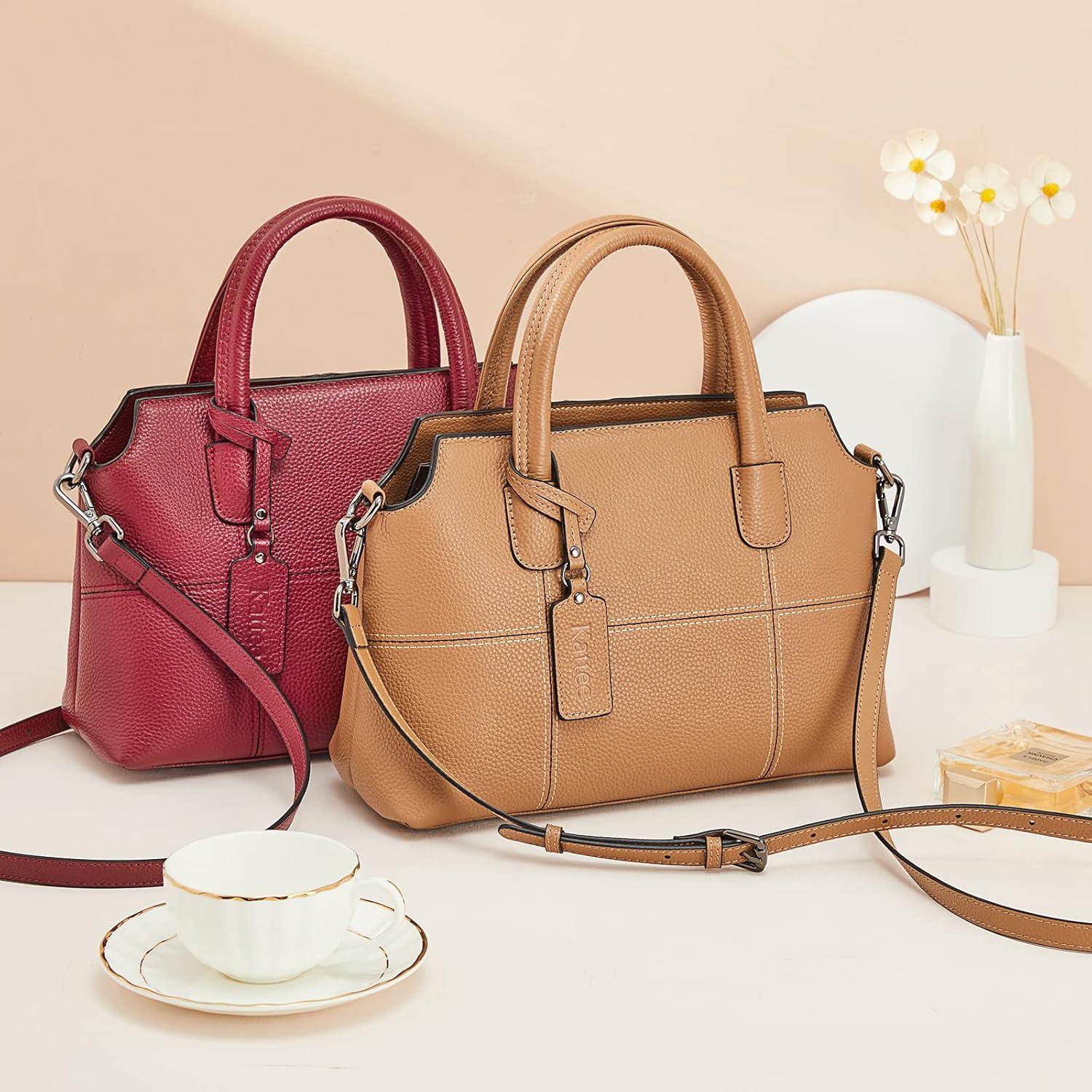 imageKattee Genuine Leather Handbags for Women Soft Hobo Satchel Shoulder Crossbody Bags Ladies PursesBrown