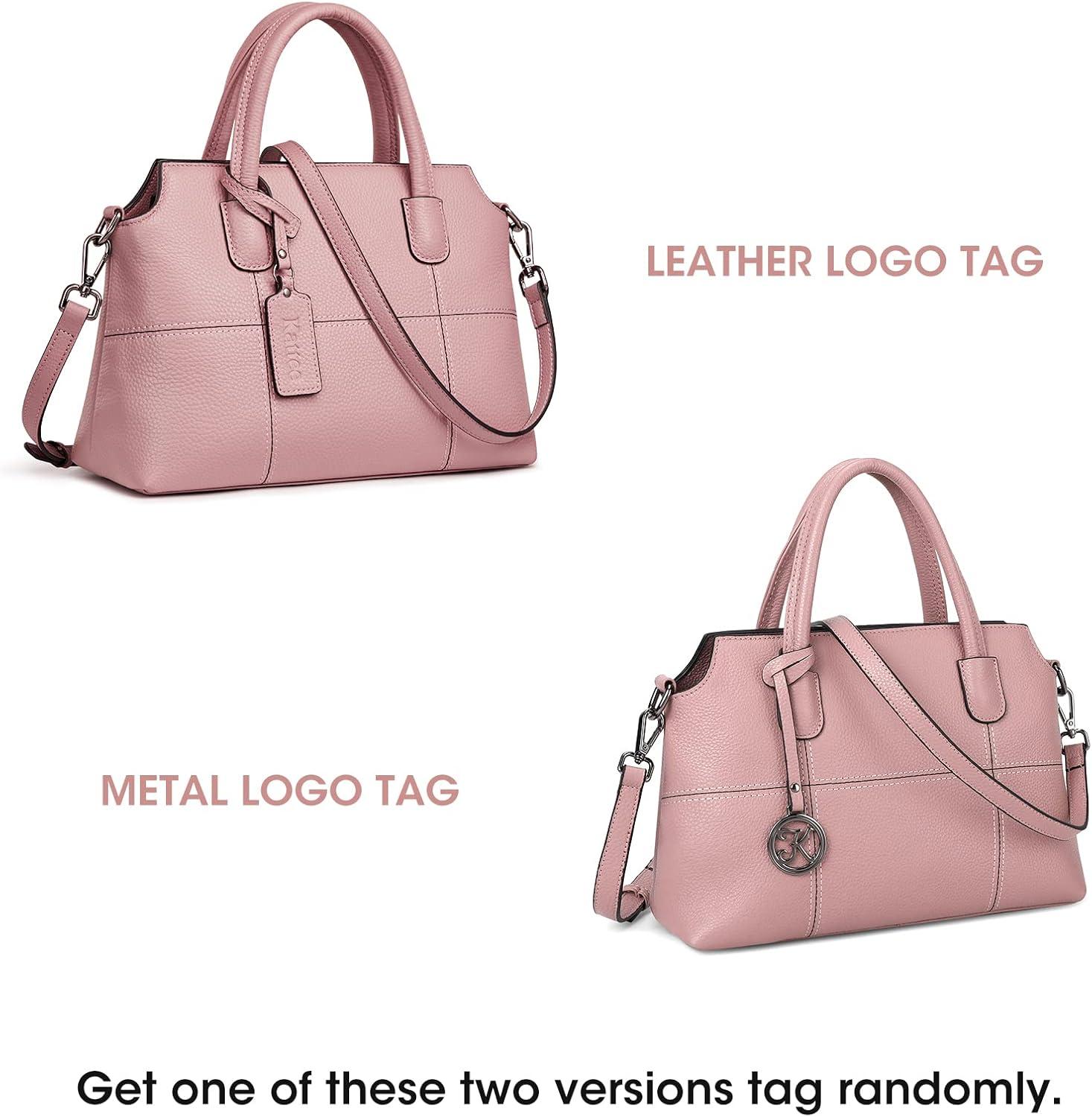 imageKattee Genuine Leather Handbags for Women Soft Hobo Satchel Shoulder Crossbody Bags Ladies PursesPink