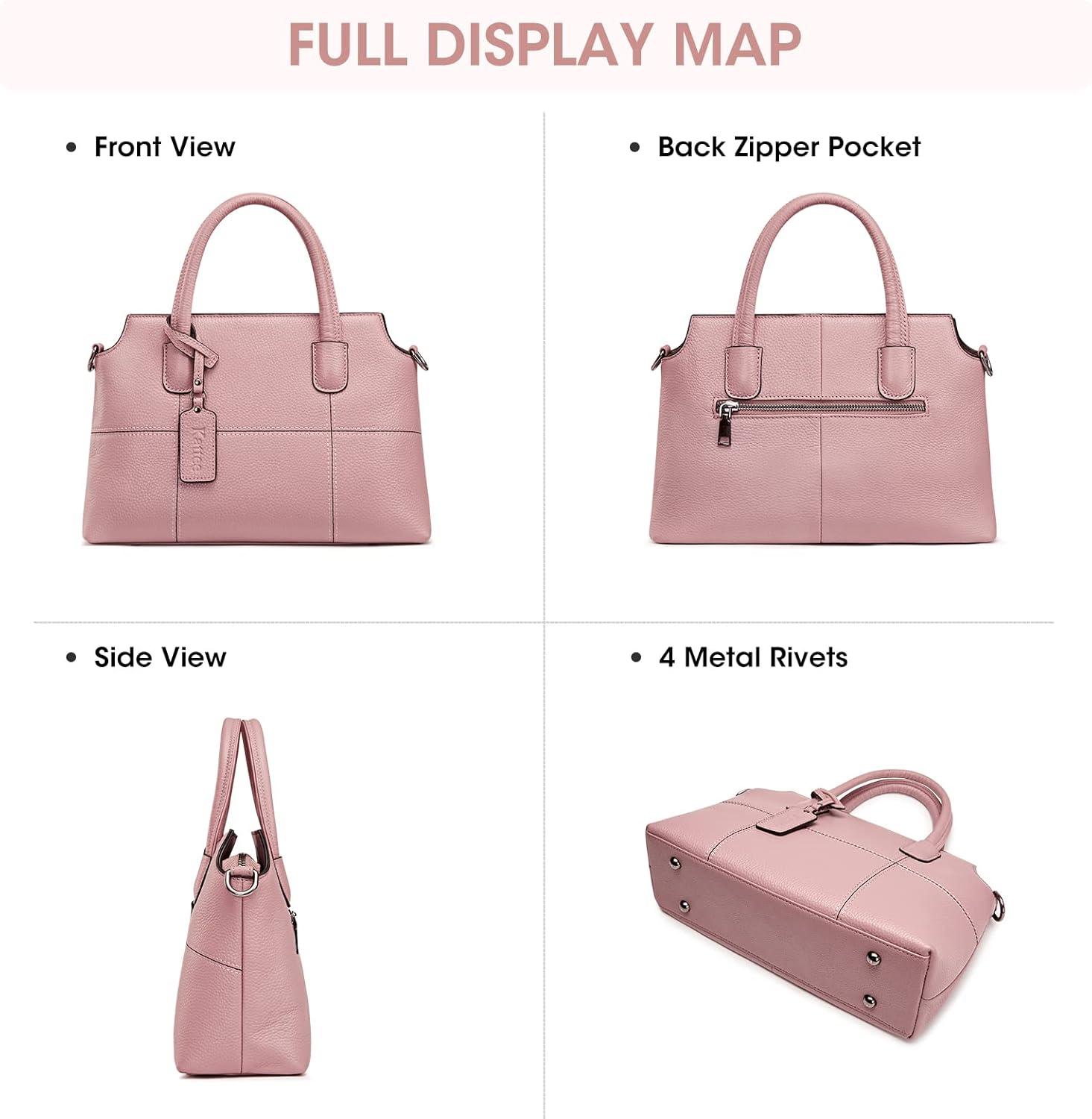 imageKattee Genuine Leather Handbags for Women Soft Hobo Satchel Shoulder Crossbody Bags Ladies PursesPink