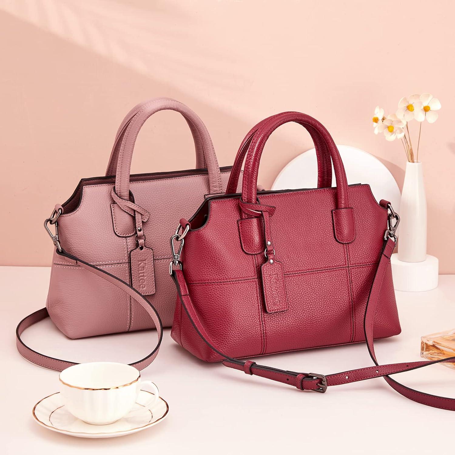 imageKattee Genuine Leather Handbags for Women Soft Hobo Satchel Shoulder Crossbody Bags Ladies PursesRed