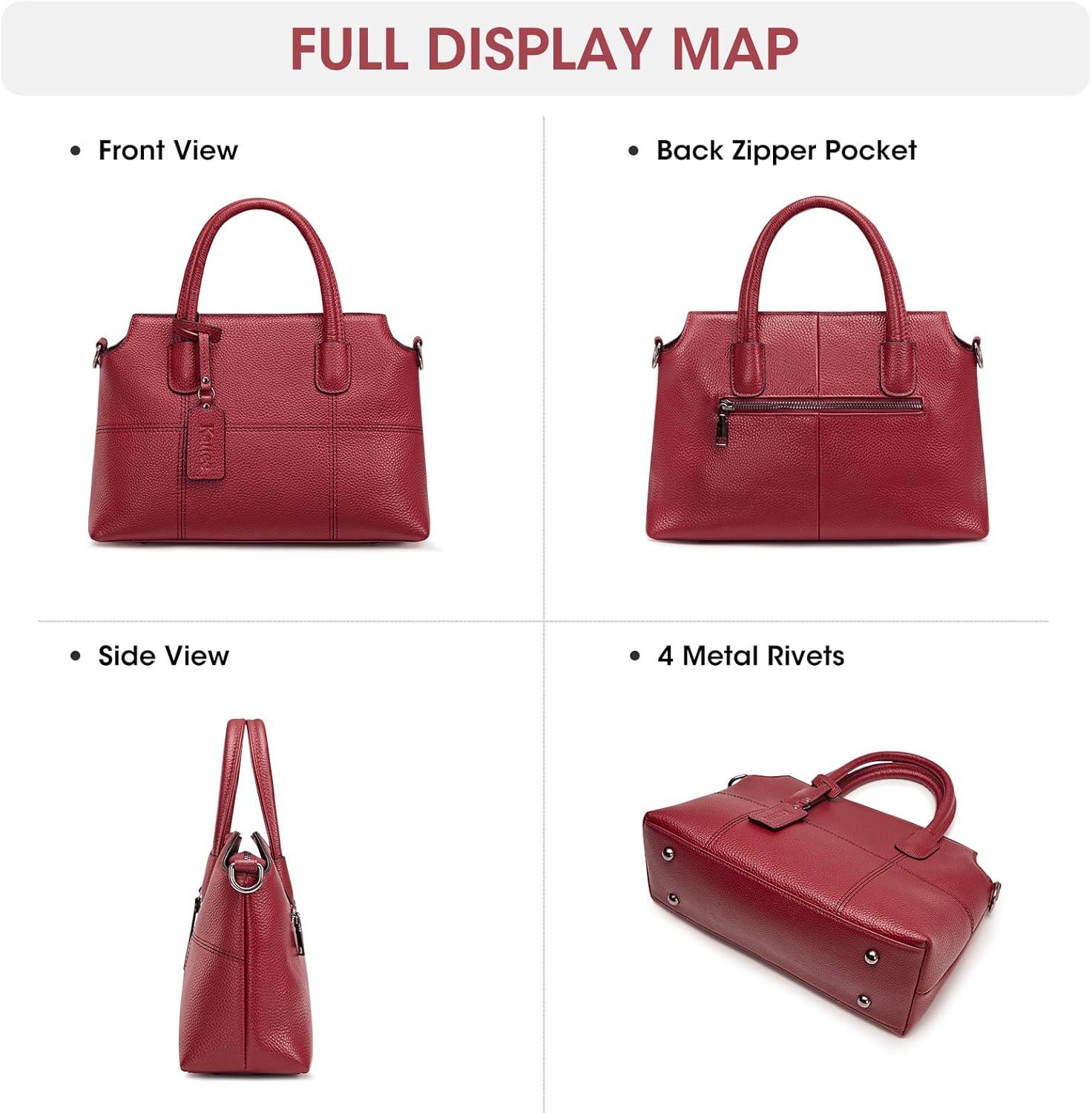 imageKattee Genuine Leather Handbags for Women Soft Hobo Satchel Shoulder Crossbody Bags Ladies PursesRed
