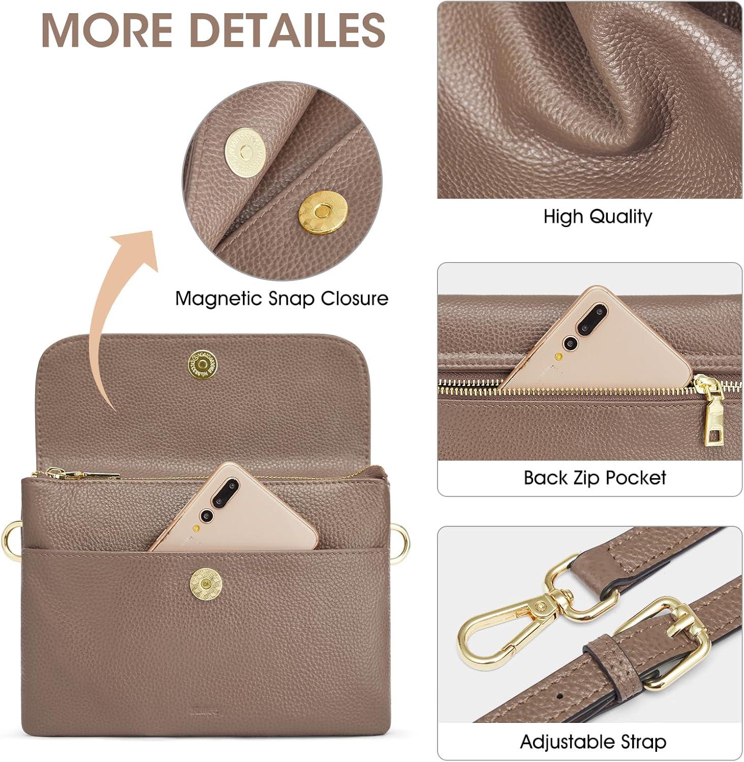 imageKattee Leather Crossbody Bag for Women Small Cross Body Shoulder Bags Purse for Women Trendy Designer HandbagKhaki