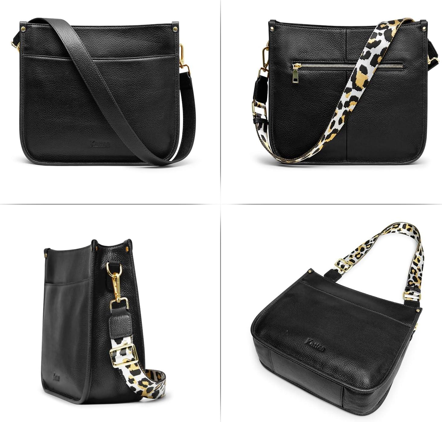 imageKattee Leather Crossbody Bags for Women Fashion Shoulder Purse Hobo Handbags with Adjustable StrapBlack