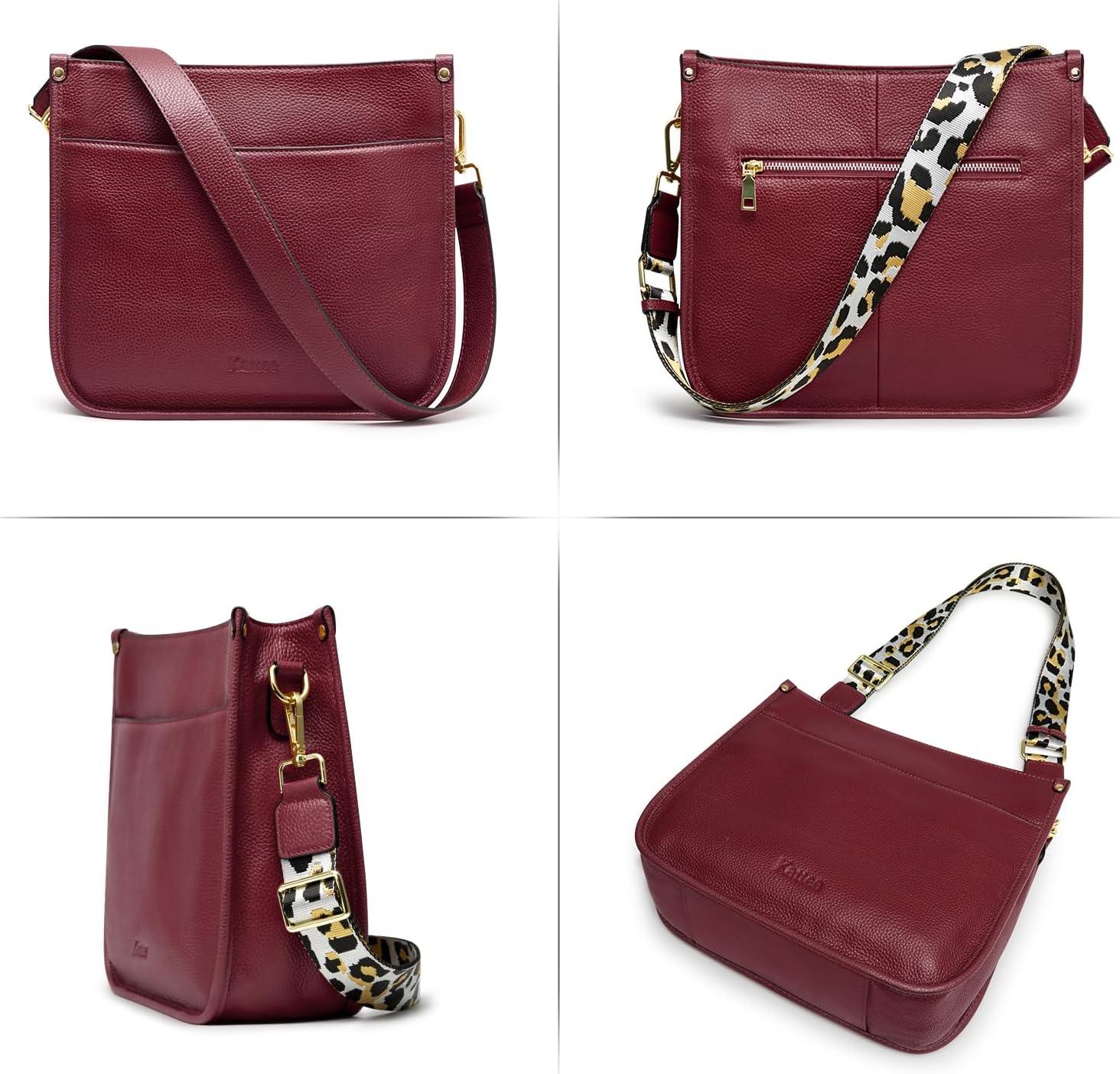imageKattee Leather Crossbody Bags for Women Fashion Shoulder Purse Hobo Handbags with Adjustable StrapWine Red
