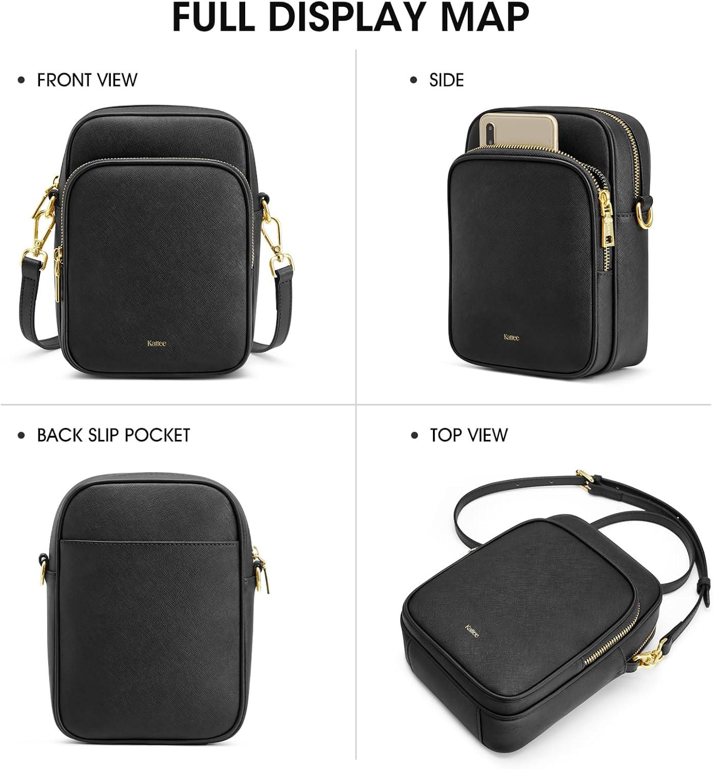 imageKattee Leather Crossbody Bags for Women Small Genuine Leather Purses and Handbags Shoulder Cross Body Bag for WomanBlack