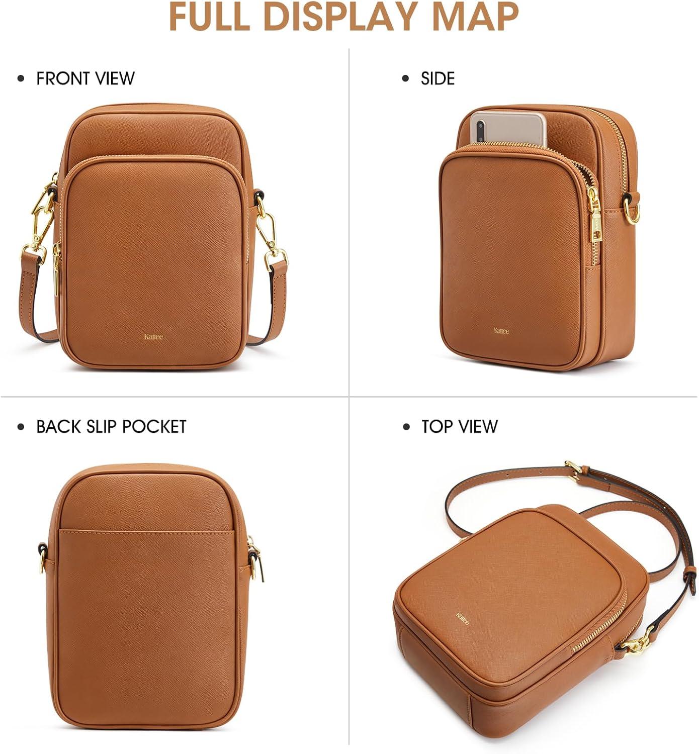 imageKattee Leather Crossbody Bags for Women Small Genuine Leather Purses and Handbags Shoulder Cross Body Bag for WomanCaramel
