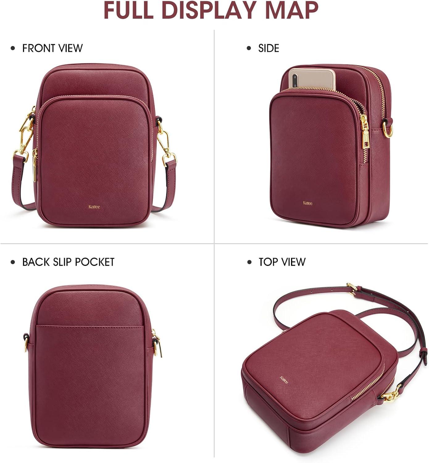 imageKattee Leather Crossbody Bags for Women Small Genuine Leather Purses and Handbags Shoulder Cross Body Bag for WomanWine Red
