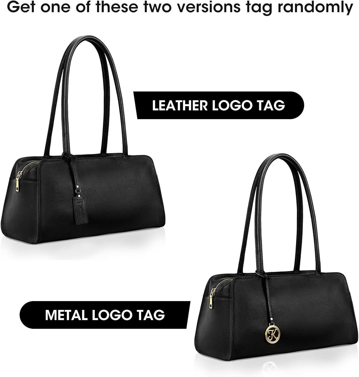 imageKattee Leather Purses and Handbags for Women Medium Tophandle Tote Bag Satchel Shoulder BagsBlack