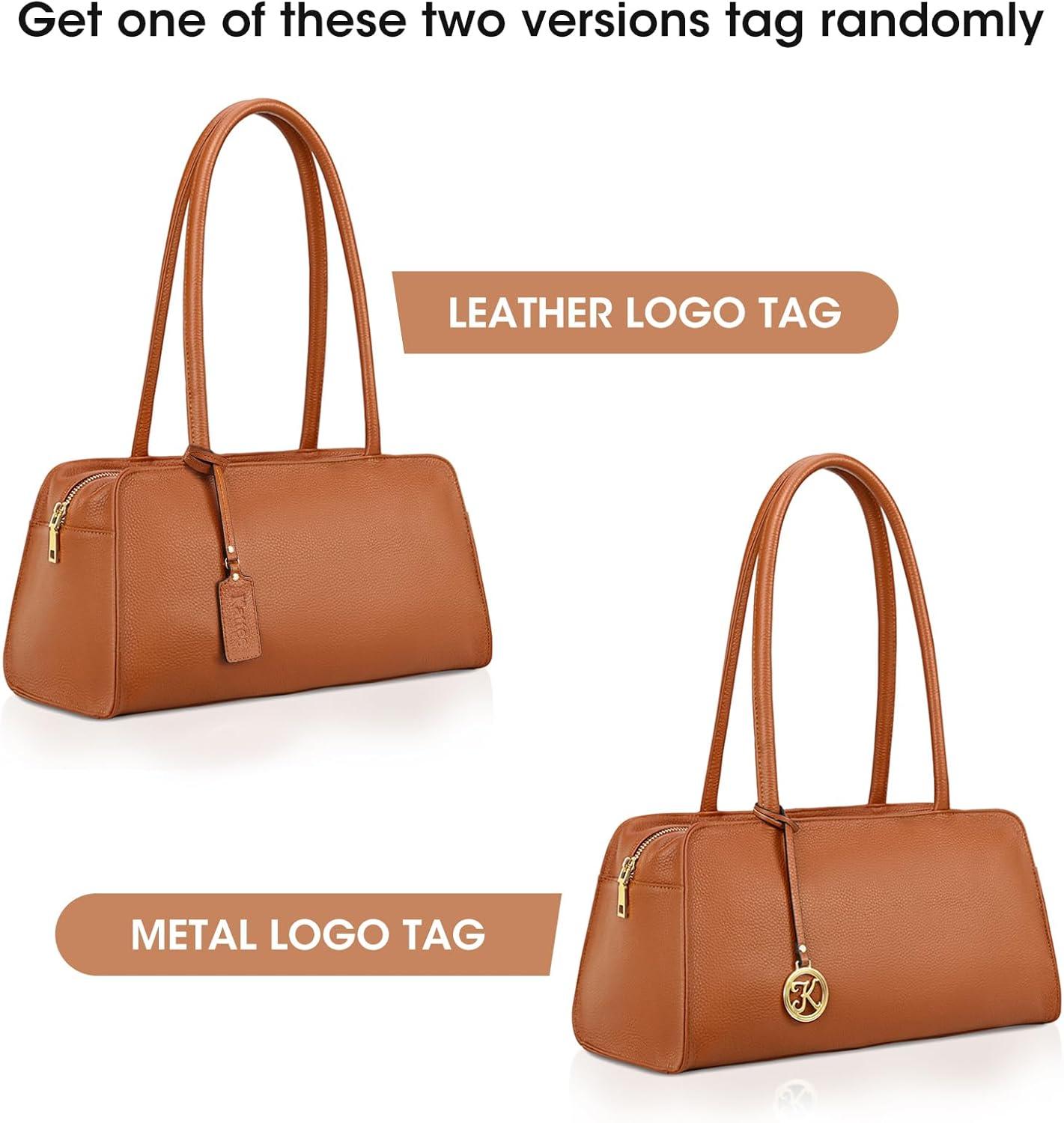 imageKattee Leather Purses and Handbags for Women Medium Tophandle Tote Bag Satchel Shoulder BagsBrown