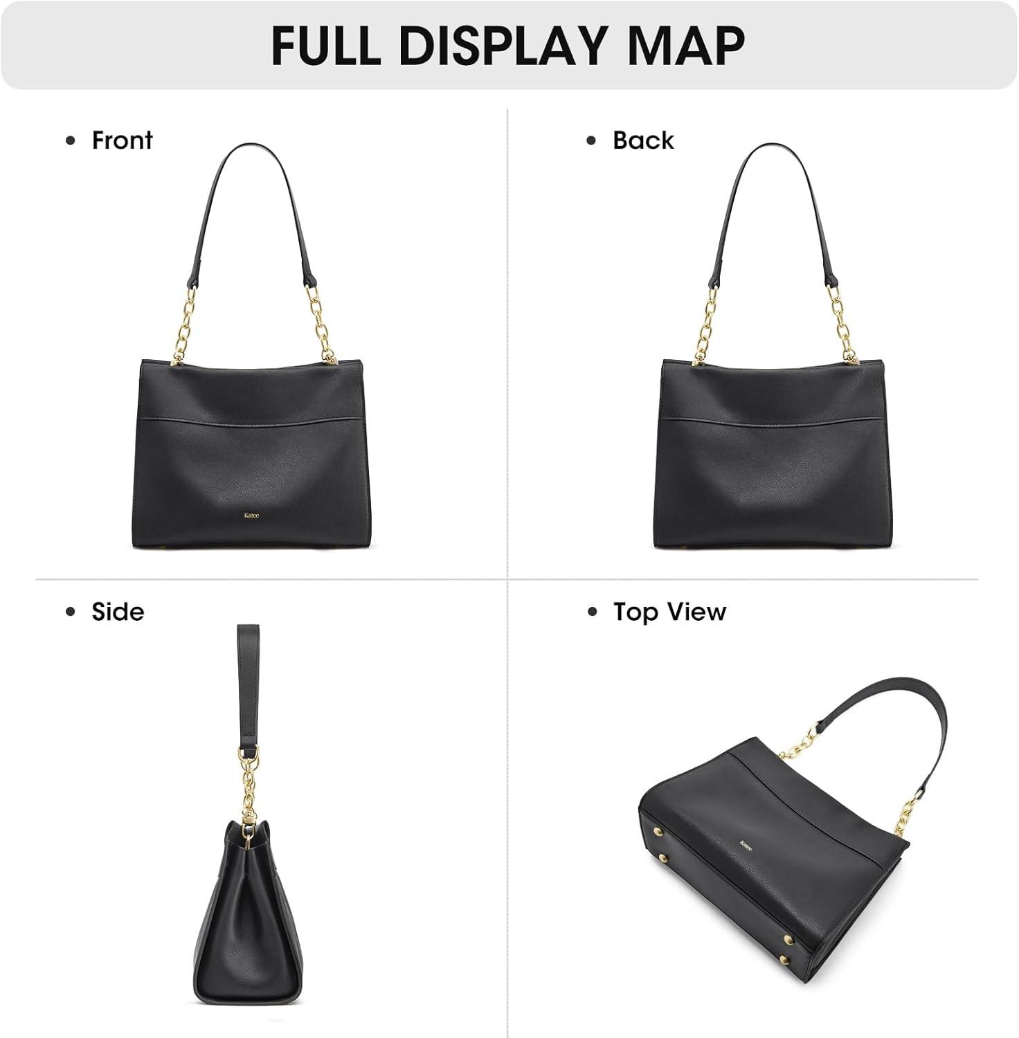imageKattee Leather Purses and Handbags for Women Small Crossbody Bags for Women Top Handle Hobo Shoulder Bag with 2 StrapsBlack