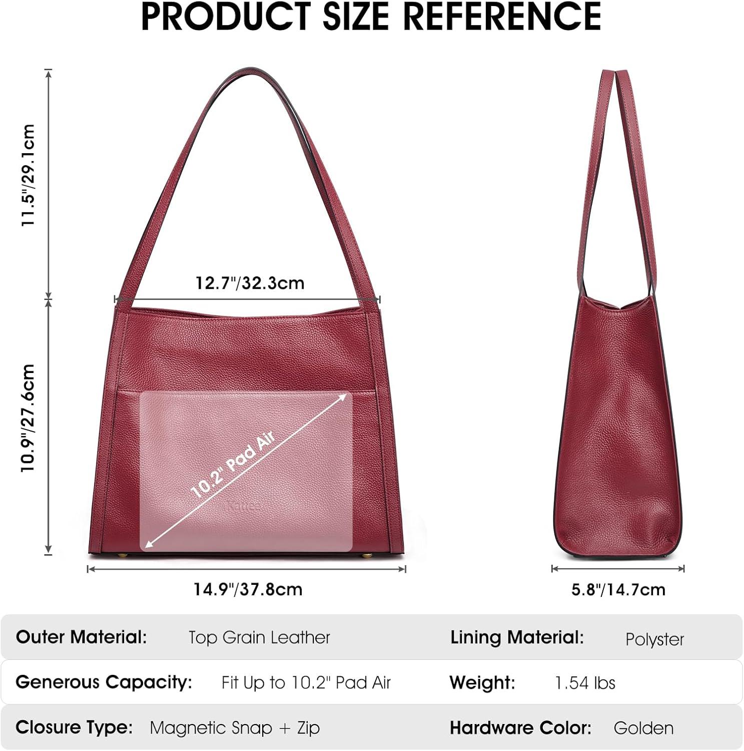 imageKattee Leather Tote Bags for Women Soft Leather Shoulder Purses and HandbagsWine Red