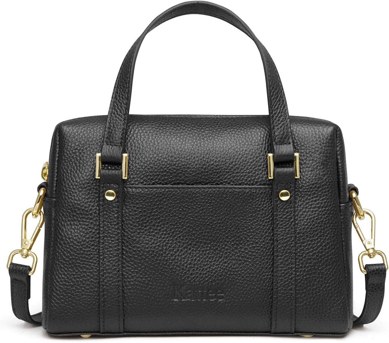 imageKattee Small Leather Purses and Handbags for Women Soft Crossbody Bag Trendy Top Handle Shoulder BagBlack
