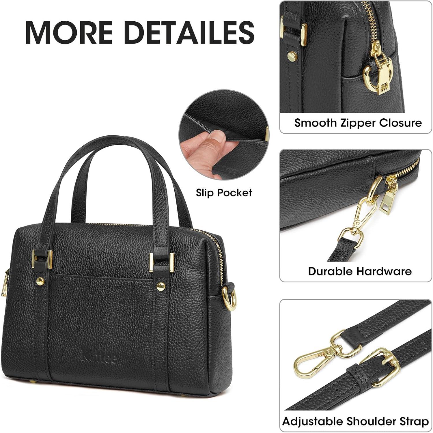 imageKattee Small Leather Purses and Handbags for Women Soft Crossbody Bag Trendy Top Handle Shoulder BagBlack