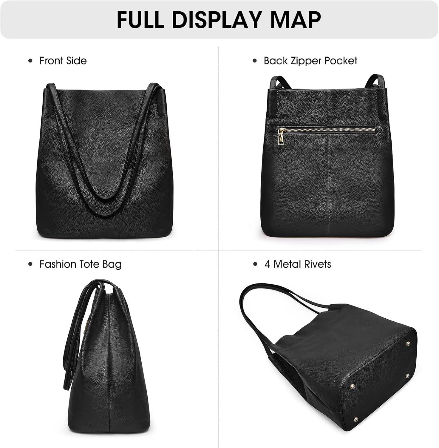 imageKattee Women Soft Leather Totes Shoulder Bag Purses and Handbags with Top Magnetic Snap ClosureBlack