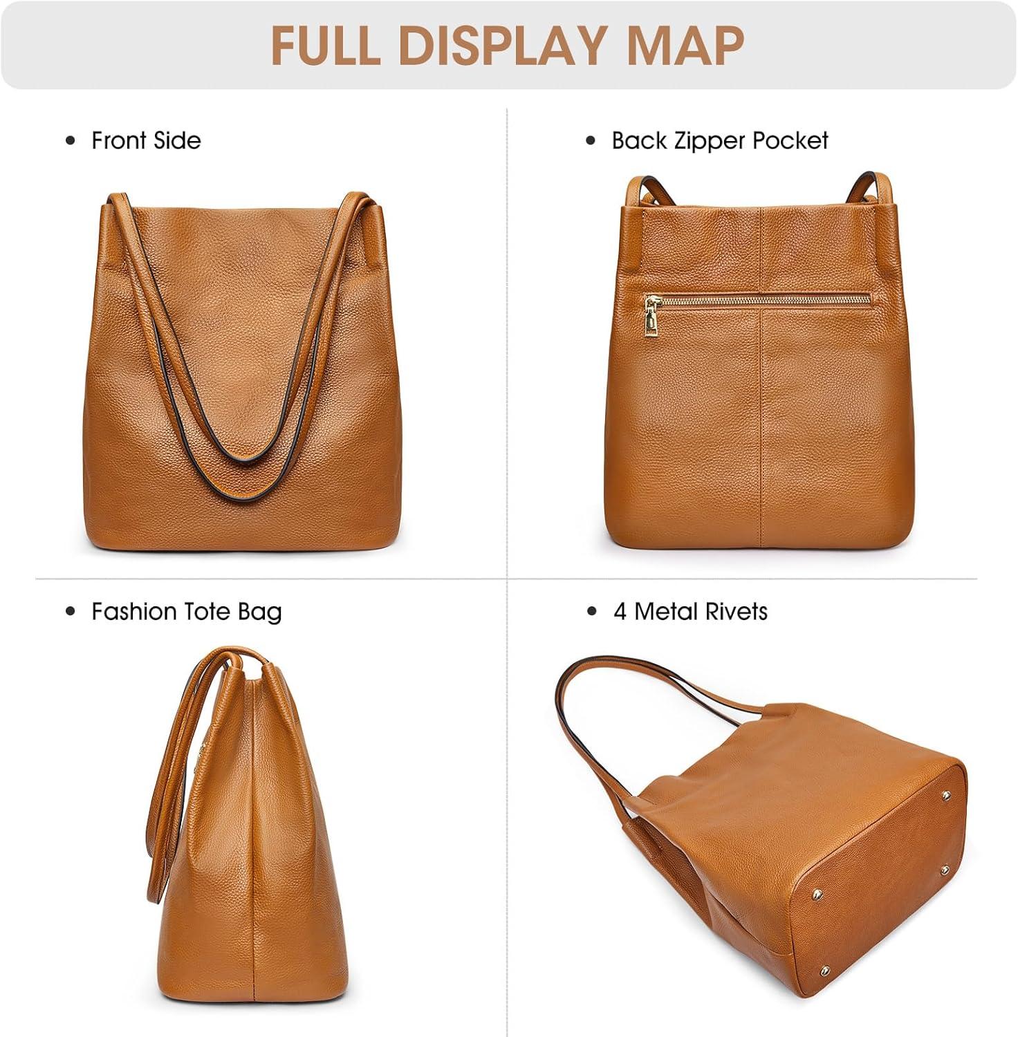 imageKattee Women Soft Leather Totes Shoulder Bag Purses and Handbags with Top Magnetic Snap ClosureBrown