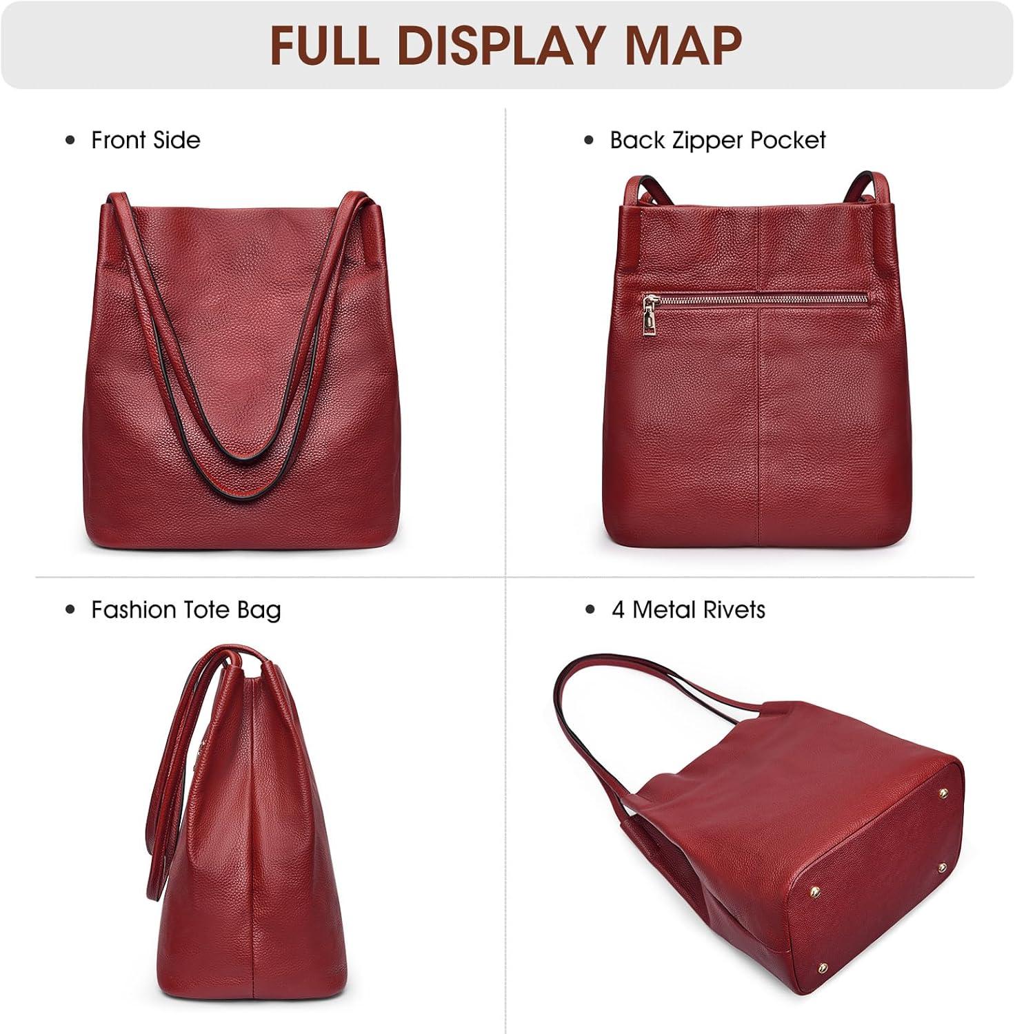 imageKattee Women Soft Leather Totes Shoulder Bag Purses and Handbags with Top Magnetic Snap ClosureWine Red