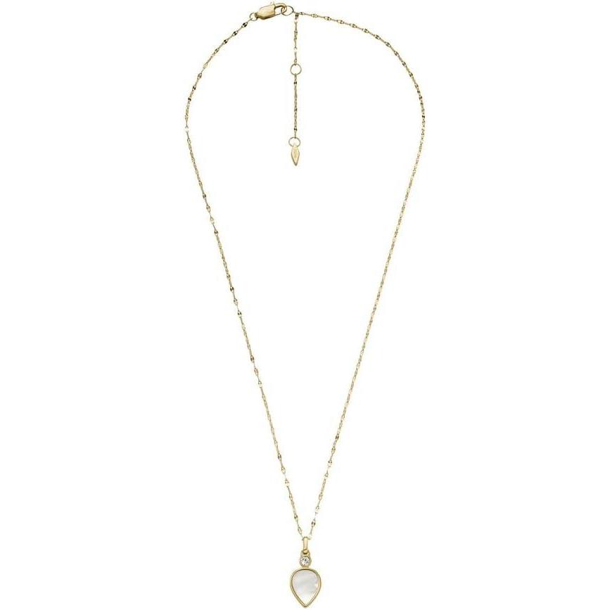 imageFossil Womens GoldTone Stainless Steel Pendant Chain Necklace for WomenGold Teardrop