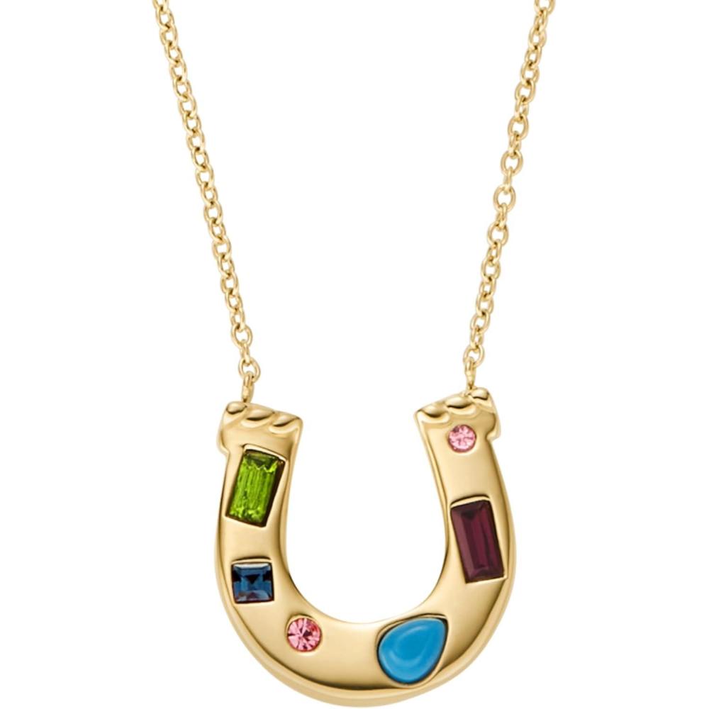 imageFossil Womens GoldTone Stainless Steel Pendant Chain Necklace for WomenGoldStone Horseshoe