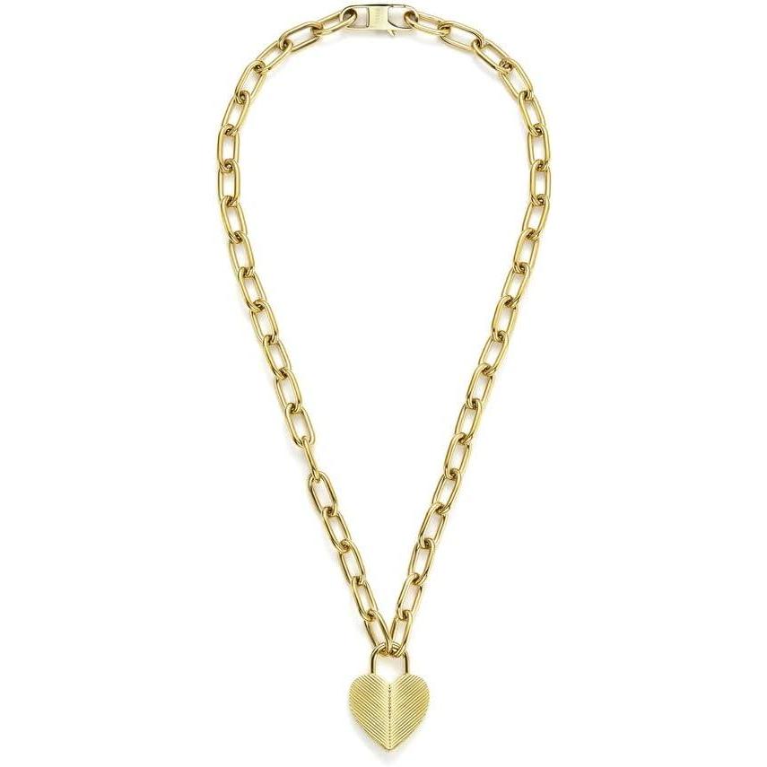 imageFossil Womens GoldTone Stainless Steel Pendant Chain Necklace for WomenHarlow Gold Heart Chain