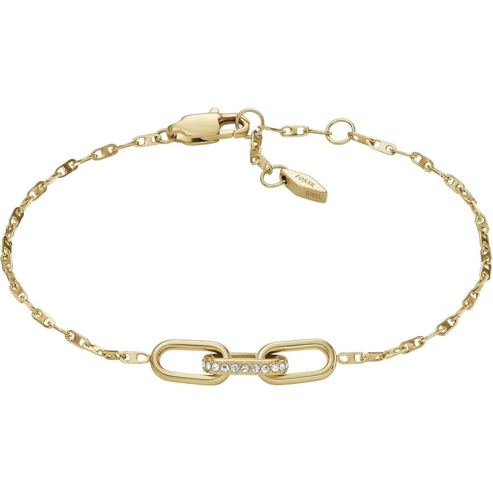 imageFossil Womens Stainless Steel Chain BraceletGold Heritage DLink Glitz Chain
