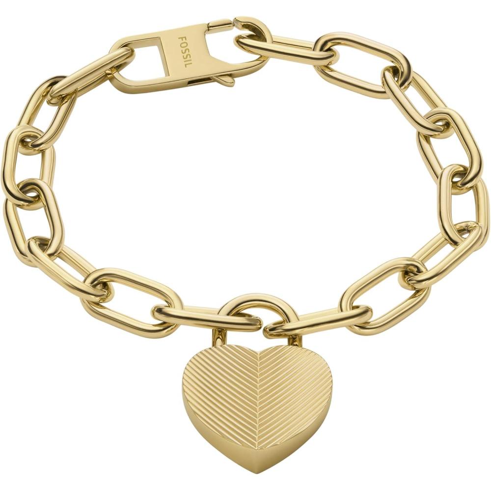 imageFossil Womens Stainless Steel Chain BraceletHarlow Gold Heart Chain