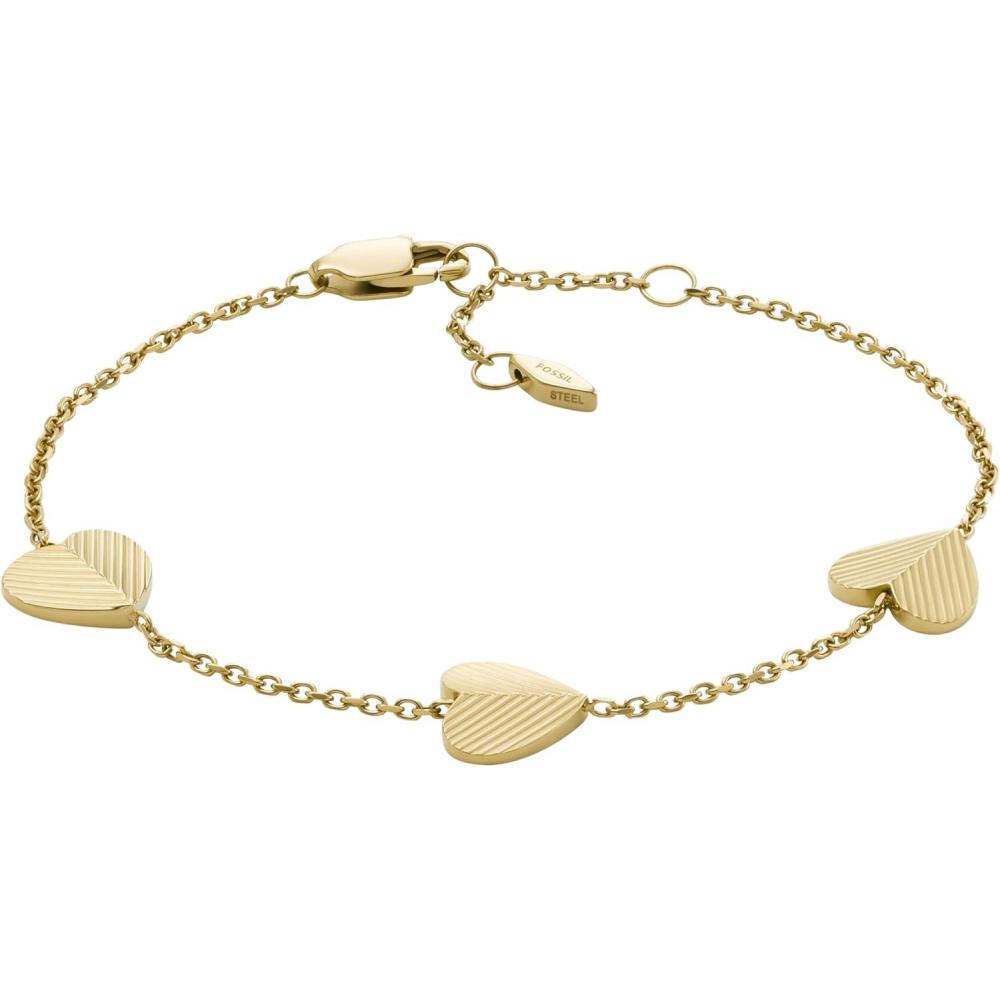 imageFossil Womens Stainless Steel Chain BraceletHarlow Gold Heart Station