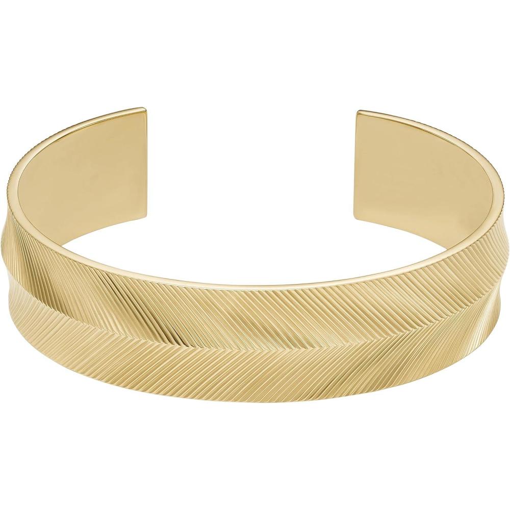 imageFossil Womens Stainless Steel GoldTone Bangle BraceletGold Harlow Linear Texture Cuff