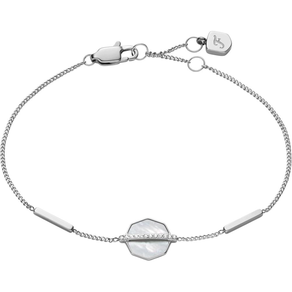 imageFossil Womens Sterling Silver or SilverTone Stainless Steel Chain Bracelet for WomenSilverMOP Chain