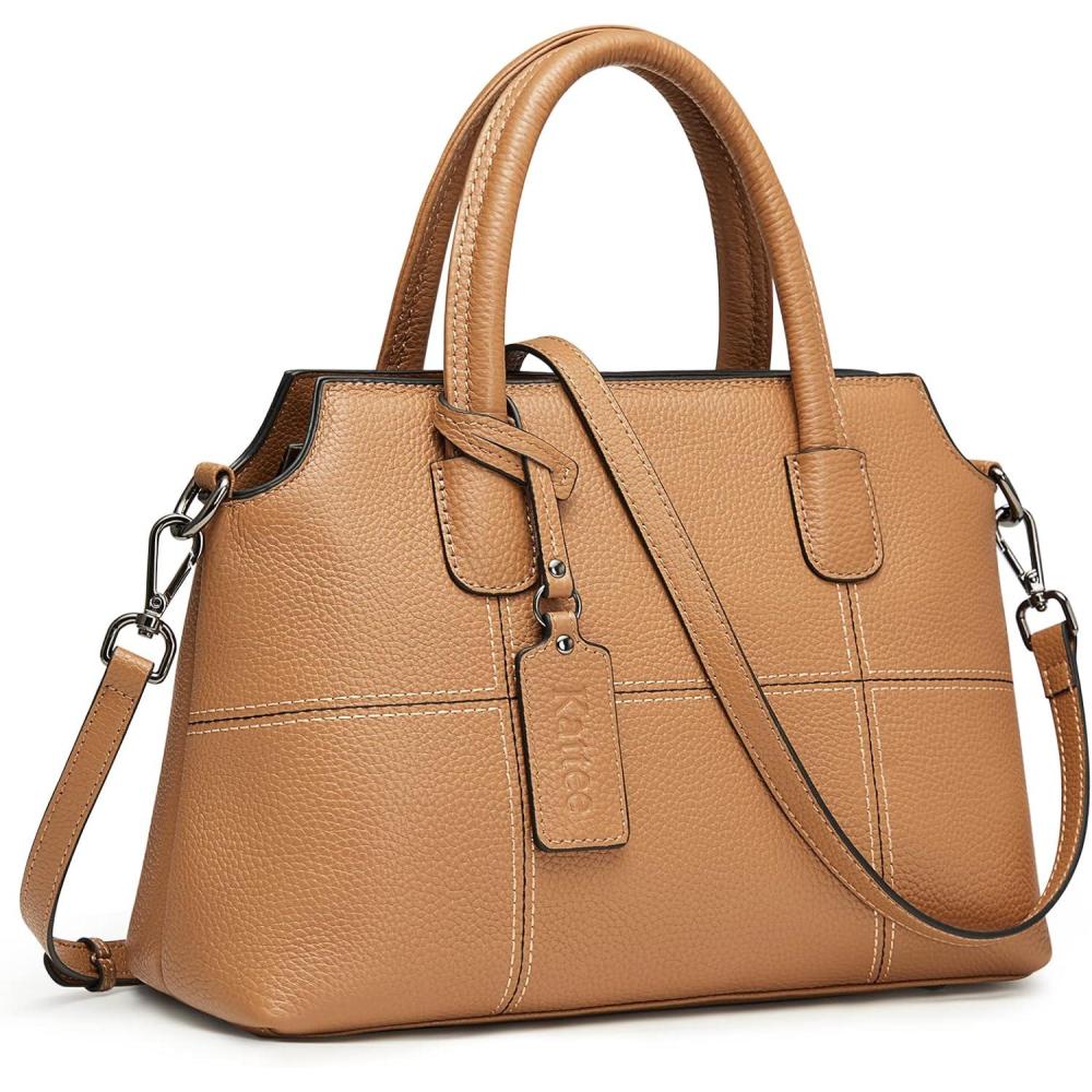 imageKattee Genuine Leather Handbags for Women Soft Hobo Satchel Shoulder Crossbody Bags Ladies PursesBrown
