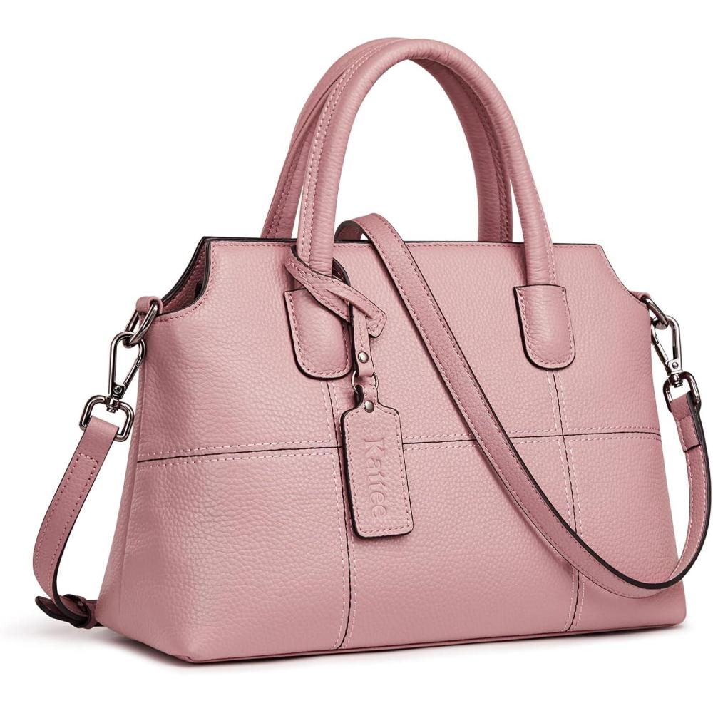 imageKattee Genuine Leather Handbags for Women Soft Hobo Satchel Shoulder Crossbody Bags Ladies PursesPink