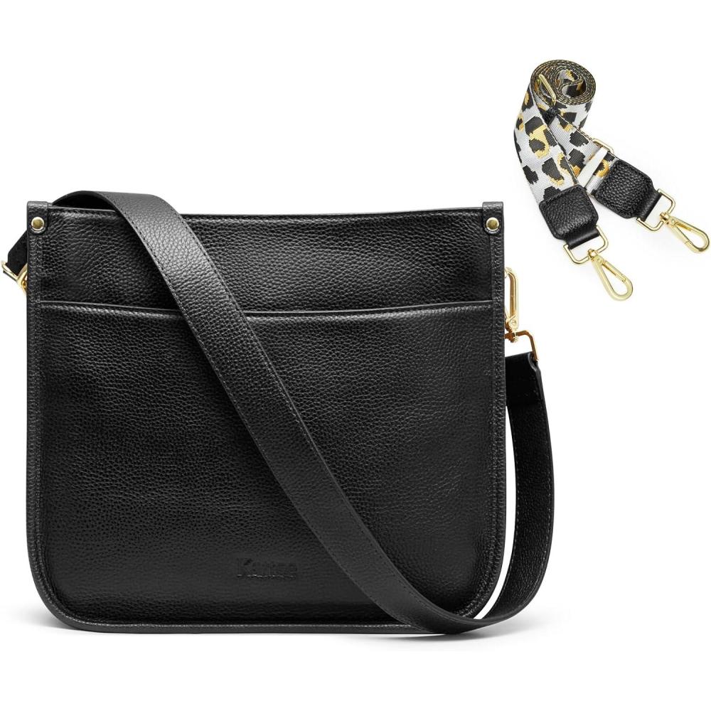 imageKattee Leather Crossbody Bags for Women Fashion Shoulder Purse Hobo Handbags with Adjustable StrapBlack