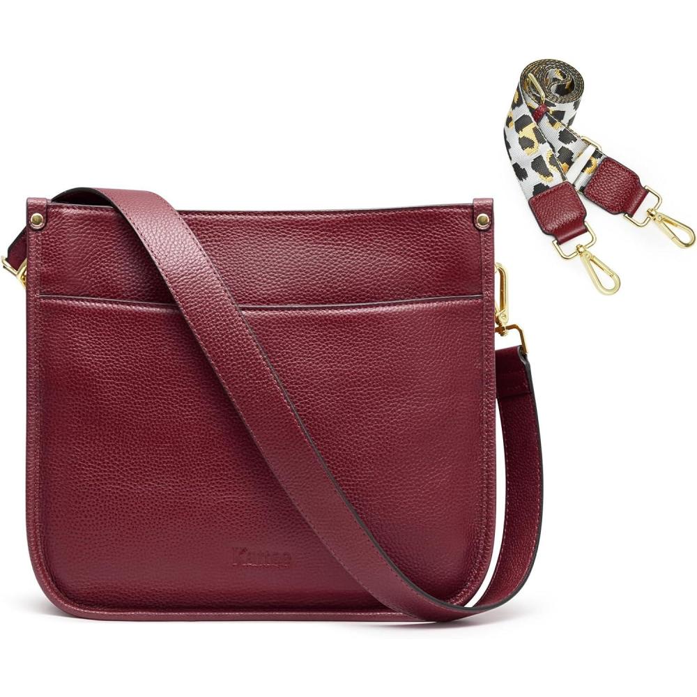 imageKattee Leather Crossbody Bags for Women Fashion Shoulder Purse Hobo Handbags with Adjustable StrapWine Red
